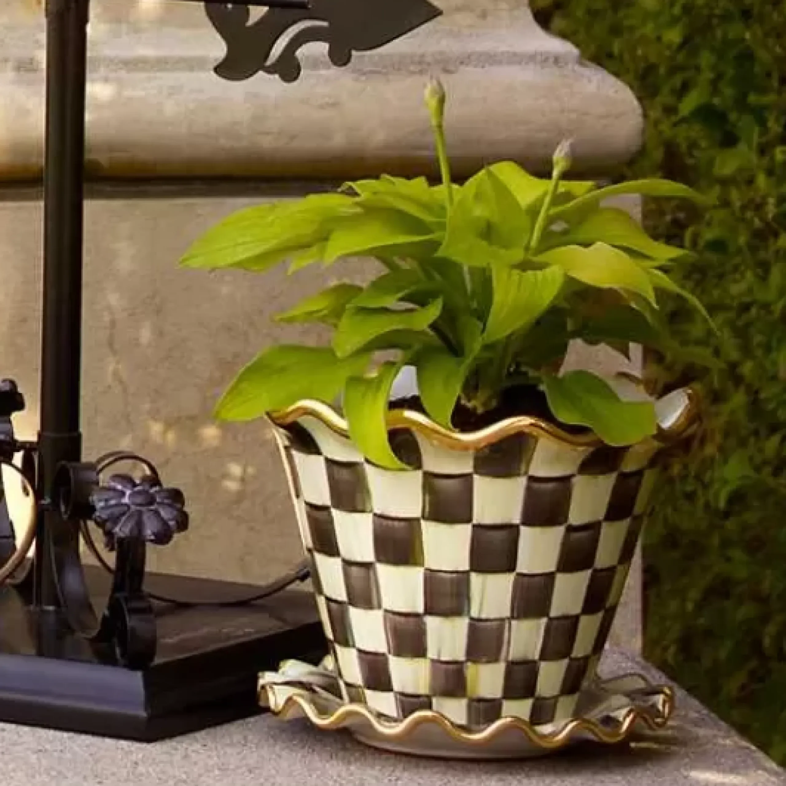 MacKenzie-Childs Courtly Check 8 Ceramic Garden Pot< Spring|The Fall Shop