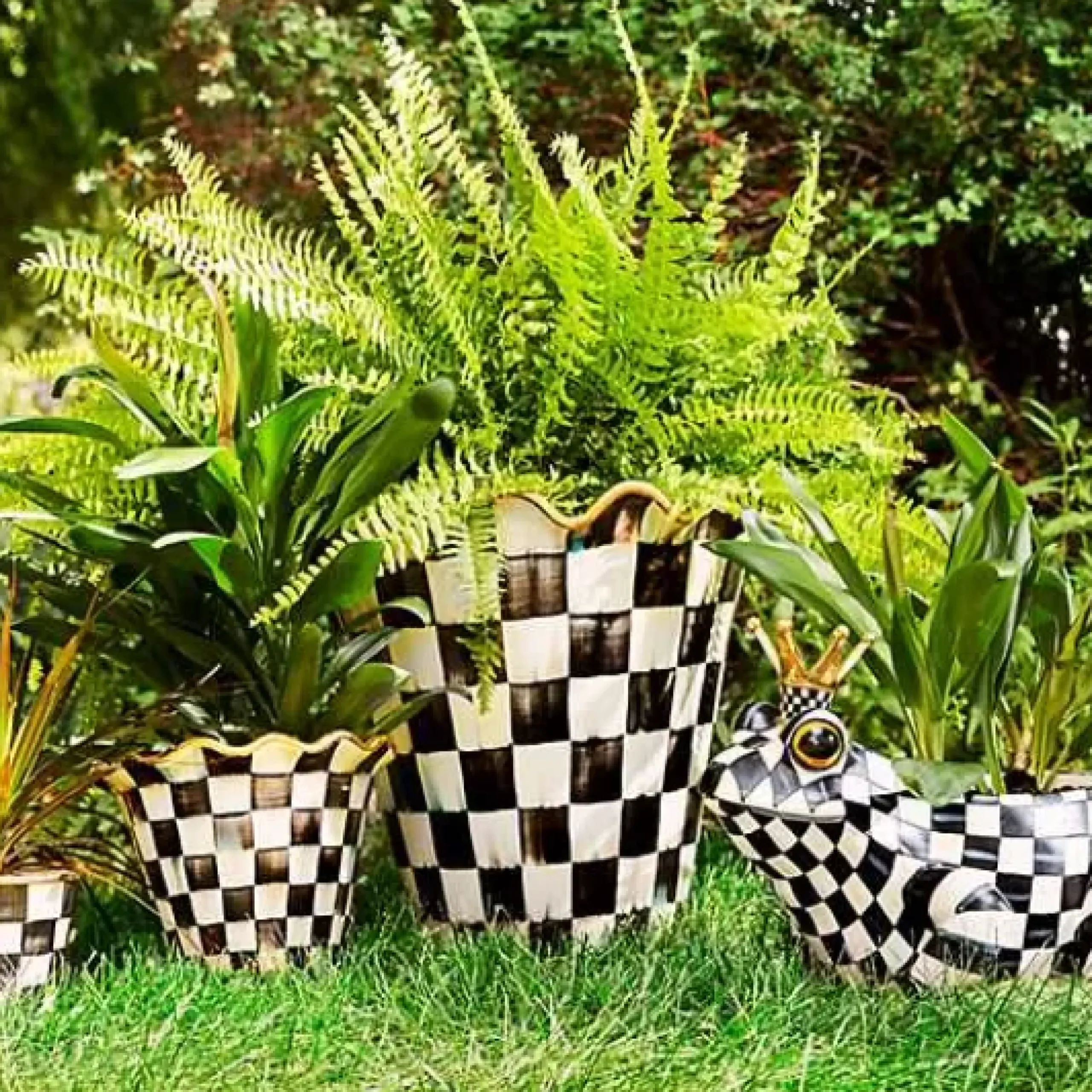 MacKenzie-Childs Courtly Check 8 Ceramic Garden Pot< Spring|The Fall Shop