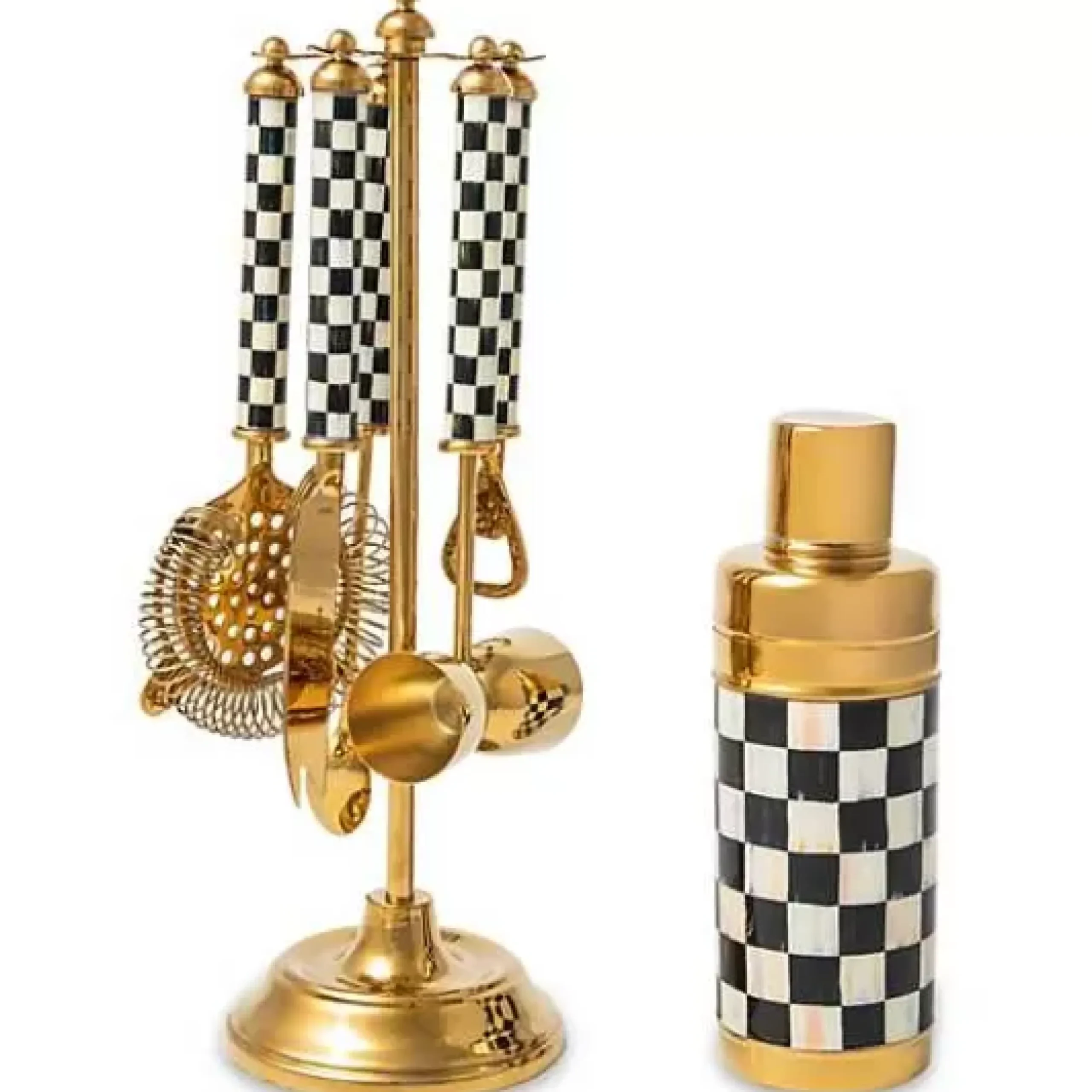 MacKenzie-Childs Courtly Check 3260 Gold Edition Bar Set< Holiday|Drinkware