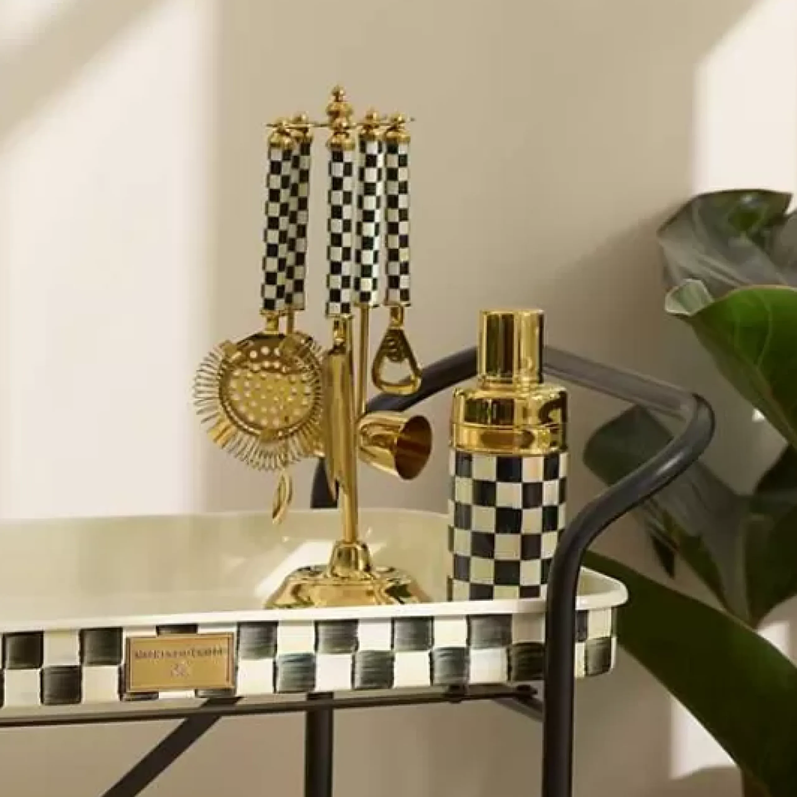 MacKenzie-Childs Courtly Check 3260 Gold Edition Bar Set< Holiday|Drinkware