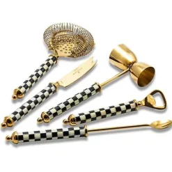 MacKenzie-Childs Courtly Check 3260 Gold Edition Bar Set< Holiday|Drinkware