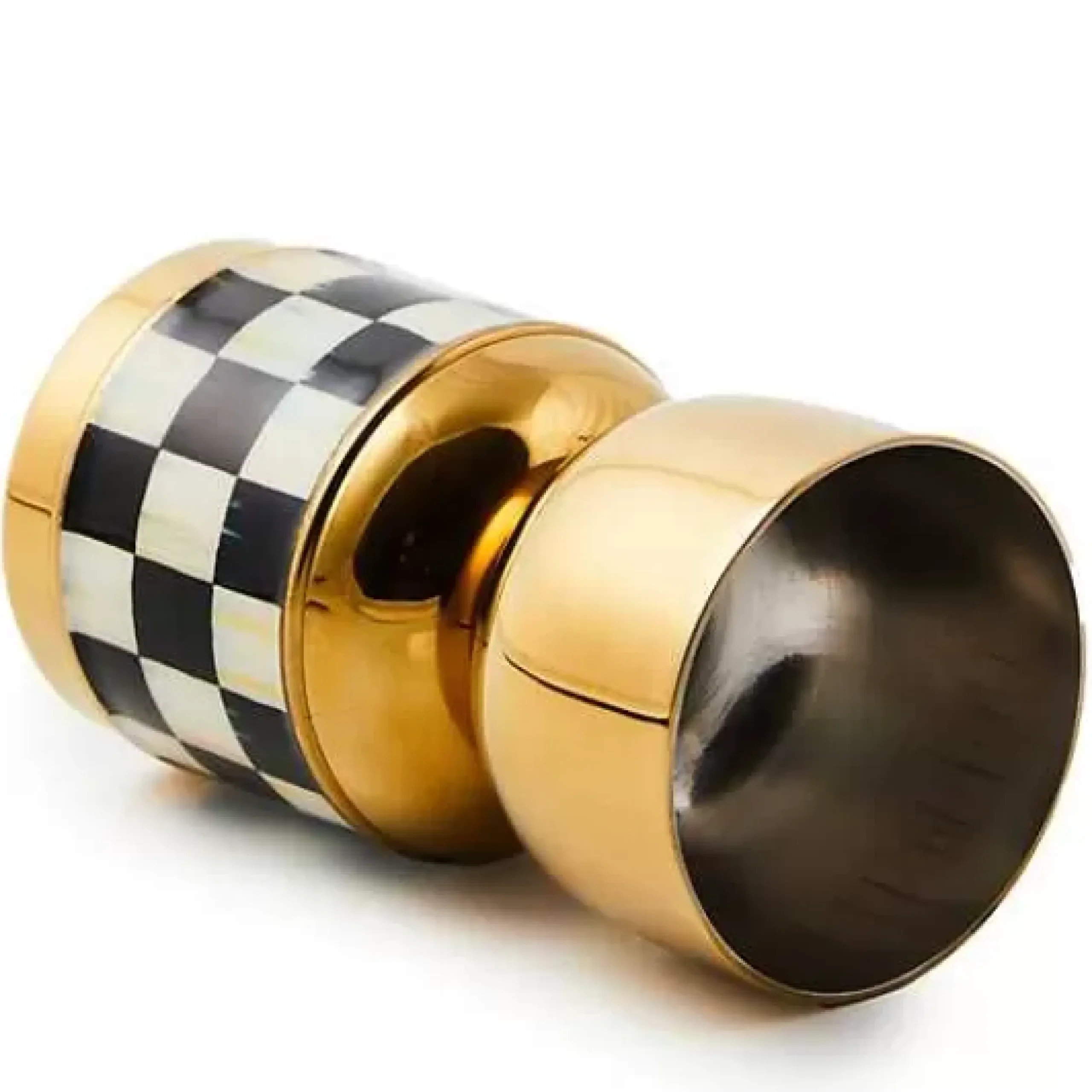 MacKenzie-Childs Courtly Check 3260 Gold Jigger< Fall Entertaining|Bar Entertaining