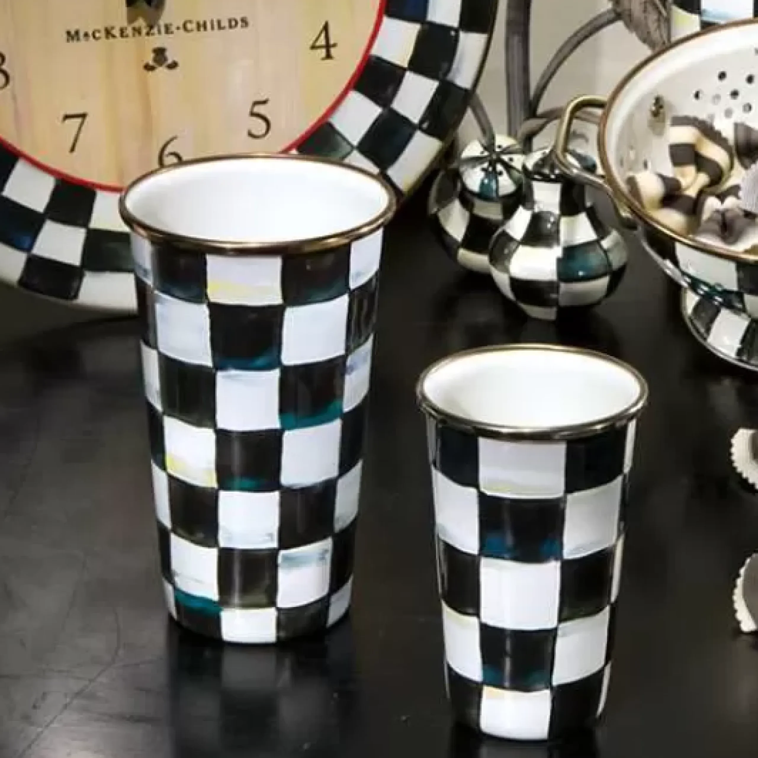 MacKenzie-Childs Courtly Check 10 Ounce Tumbler< Drinkware|Bar Entertaining