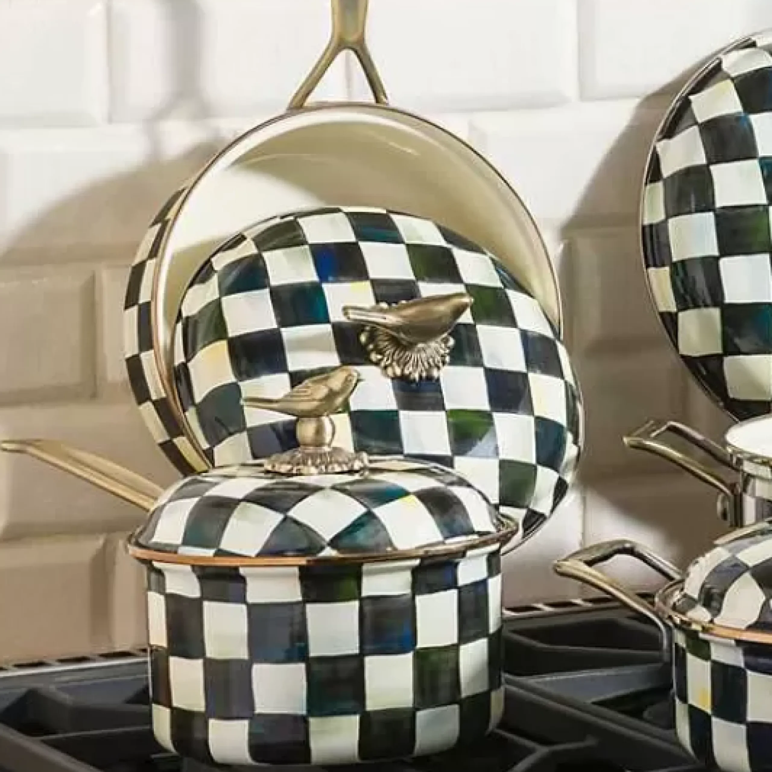 MacKenzie-Childs Courtly Check 2.5 Quart Saucepan< Fall Entertaining|Cookware & Bakeware