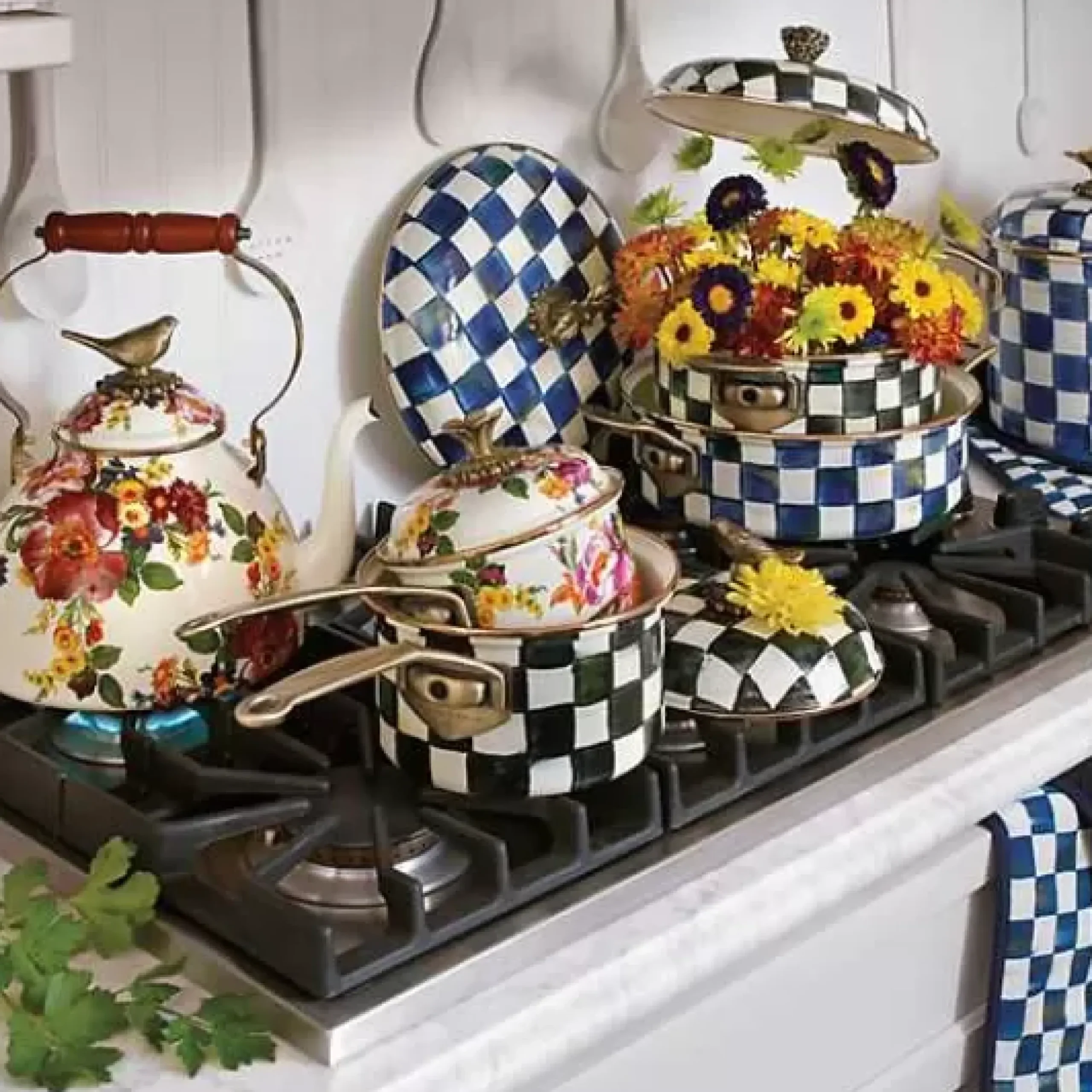 MacKenzie-Childs Courtly Check 2.5 Quart Saucepan< Fall Entertaining|Cookware & Bakeware