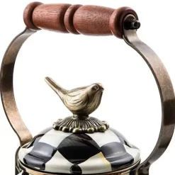MacKenzie-Childs Courtly Check 3 Quart Tea Kettle with Bird< Cookware & Bakeware|Tea Kettles