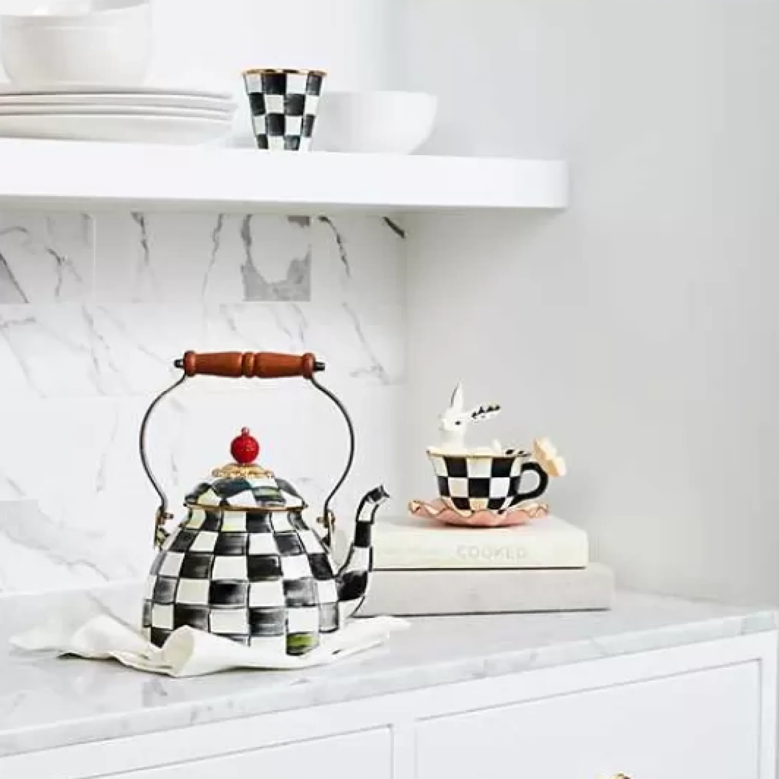 MacKenzie-Childs Courtly Check 2 Quart Tea Kettle< The Coffee Shop|Fall Entertaining