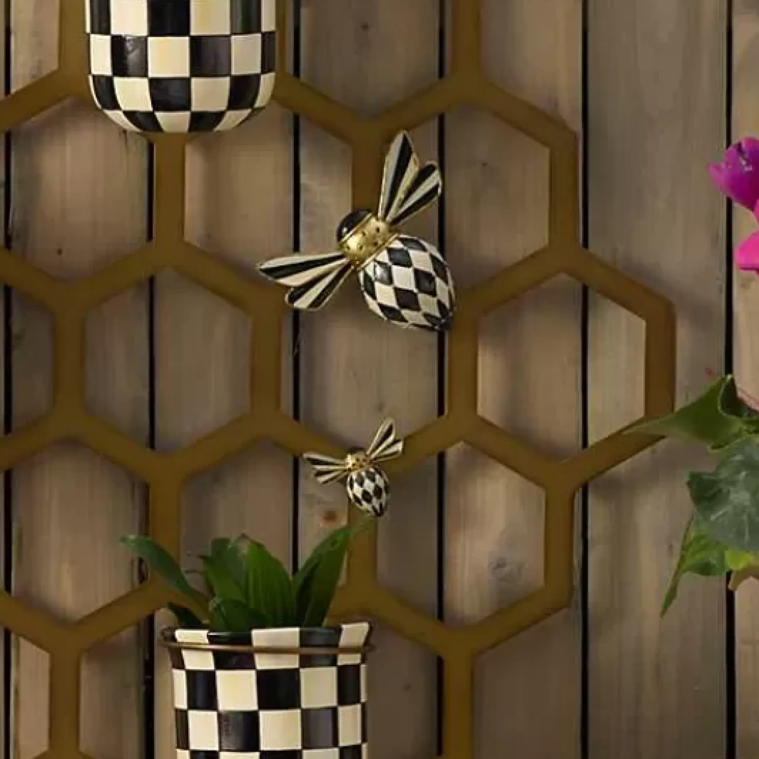 MacKenzie-Childs Courtly Check Bee Magnets, Set of 2< Finishing Touches|Room Accents