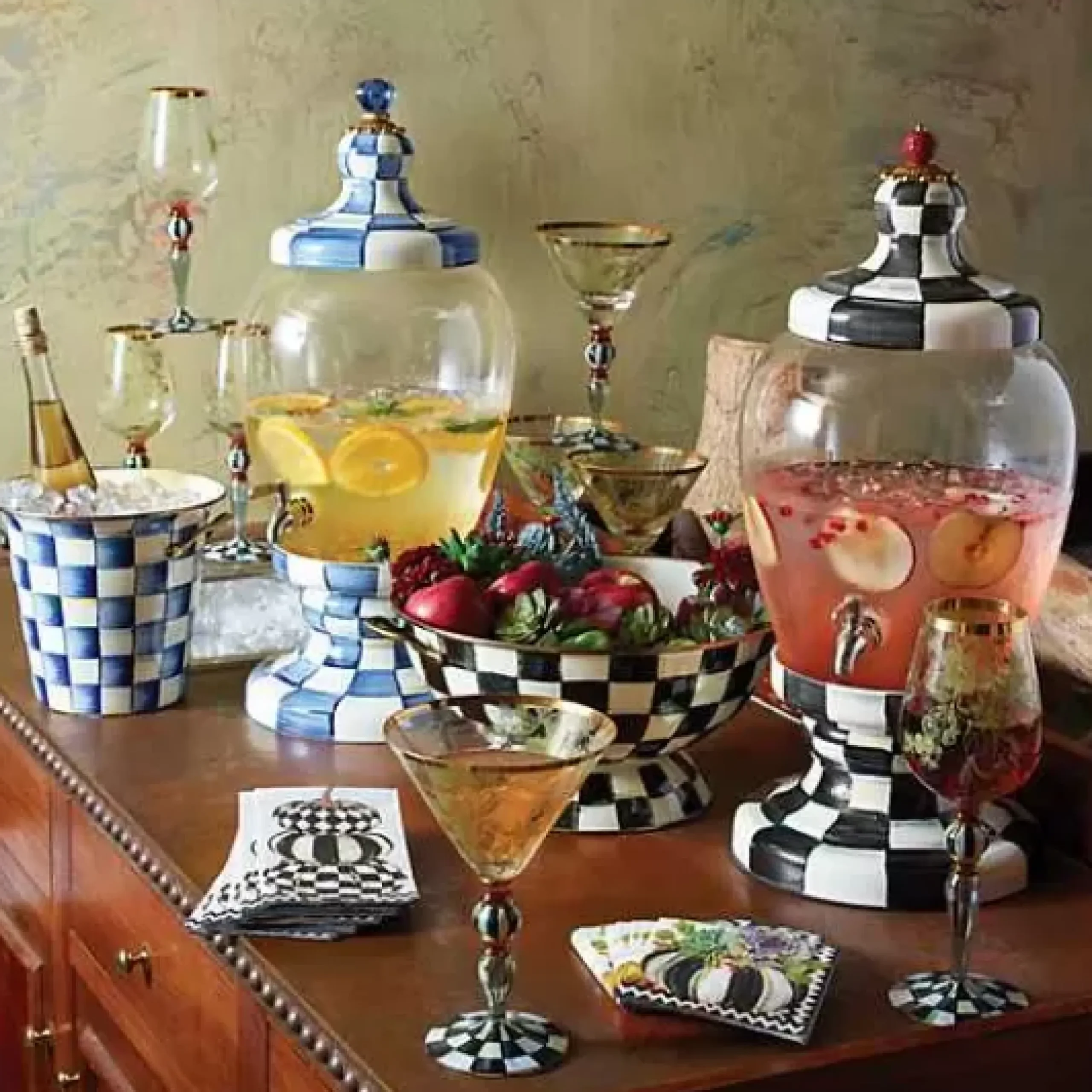 MacKenzie-Childs Courtly Check Beverage Hostess< Fall Entertaining|Drinkware
