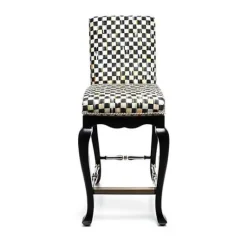 MacKenzie-Childs Courtly Check Black Counter Stool with Back< Dining Room & Kitchen
