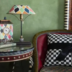 MacKenzie-Childs Courtly Check Black Sash Throw Pillow< Pillows, Throws, & Cushions
