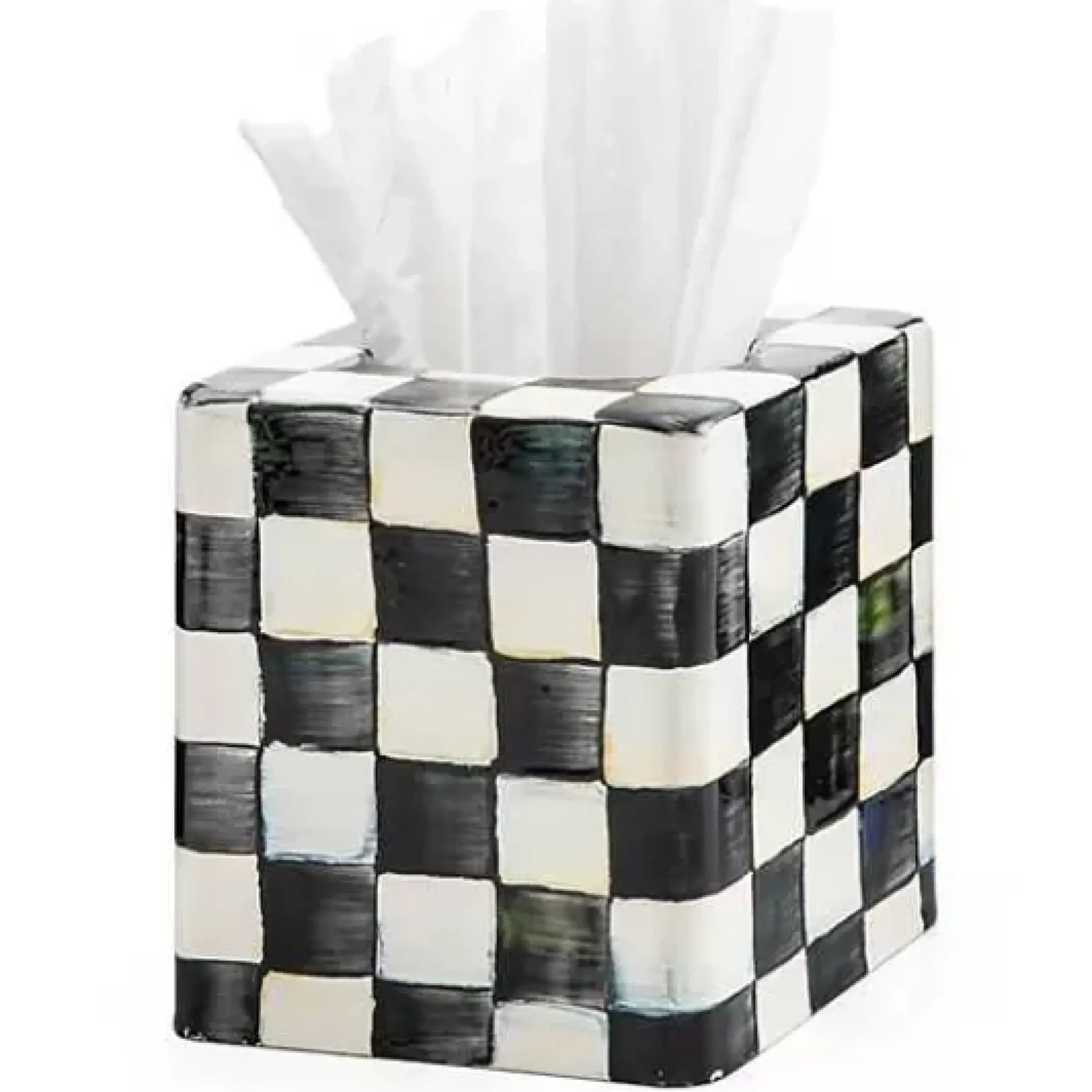 MacKenzie-Childs Courtly Check Boutique Tissue Box Cover< Bath & Bath Accessories|Room Accents