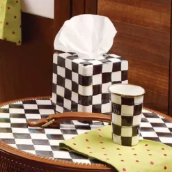 MacKenzie-Childs Courtly Check Boutique Tissue Box Cover< Bath & Bath Accessories|Room Accents