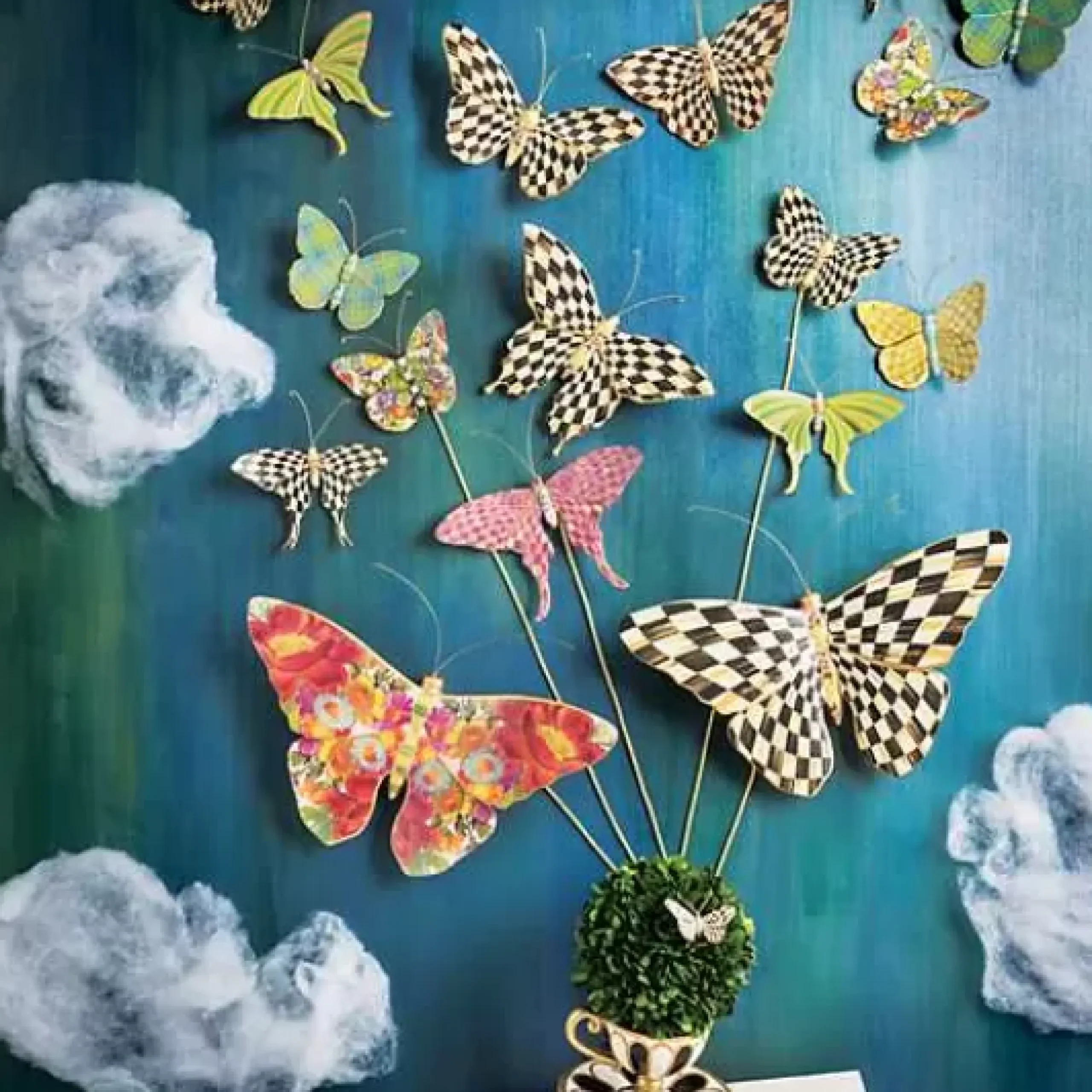 MacKenzie-Childs Courtly Check Butterfly Duo Wall Decor< Room Accents