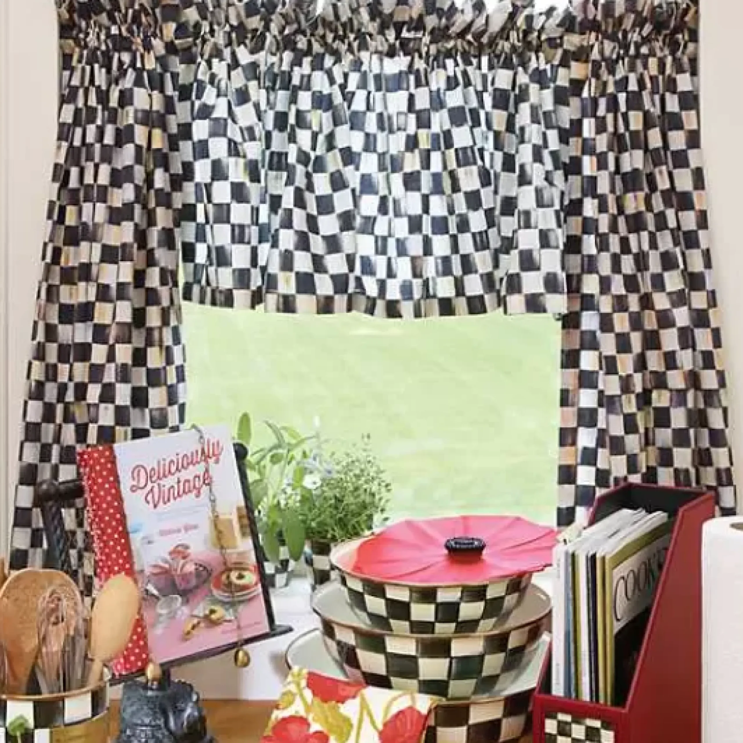 MacKenzie-Childs Courtly Check Cafe Curtains, Set of 2< Room Accents