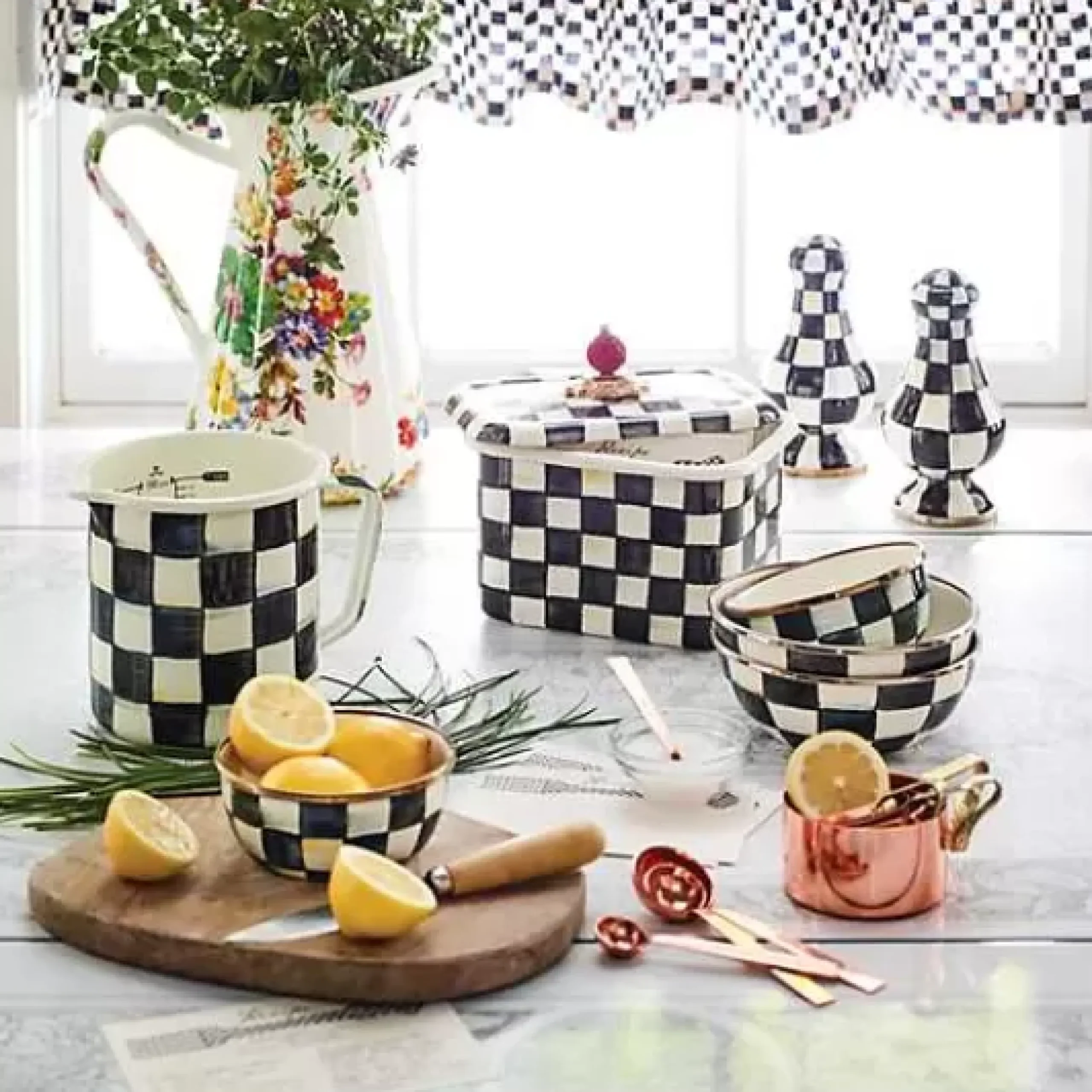 MacKenzie-Childs Courtly Check Cafe Valance< Room Accents