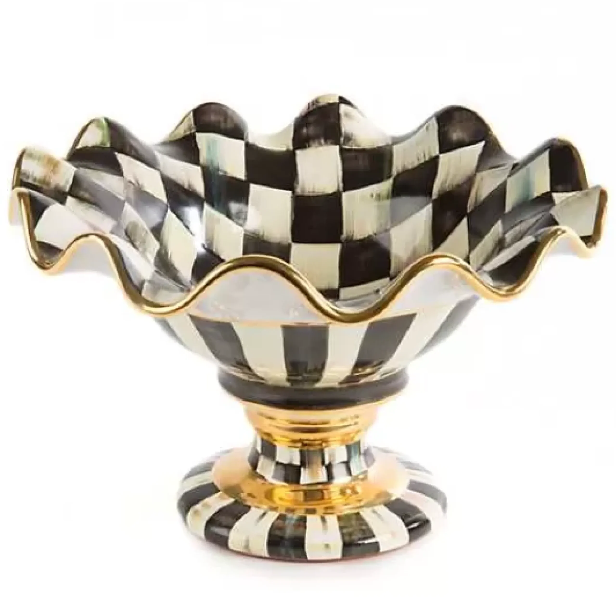 MacKenzie-Childs Courtly Check Ceramic Compote< Serveware