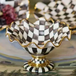 MacKenzie-Childs Courtly Check Ceramic Compote< Serveware