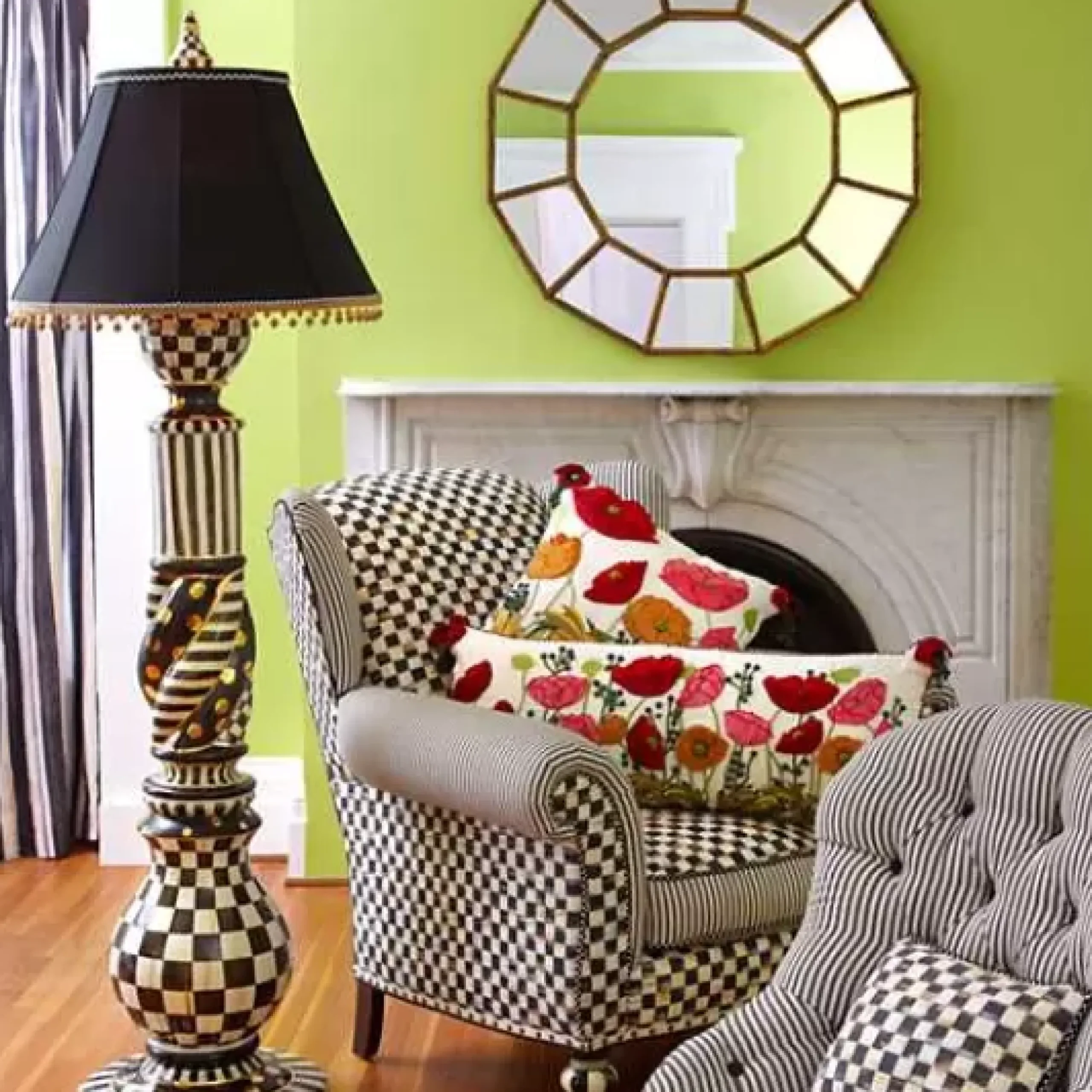 MacKenzie-Childs Courtly Check Ceramic Floor Lamp< Lighting
