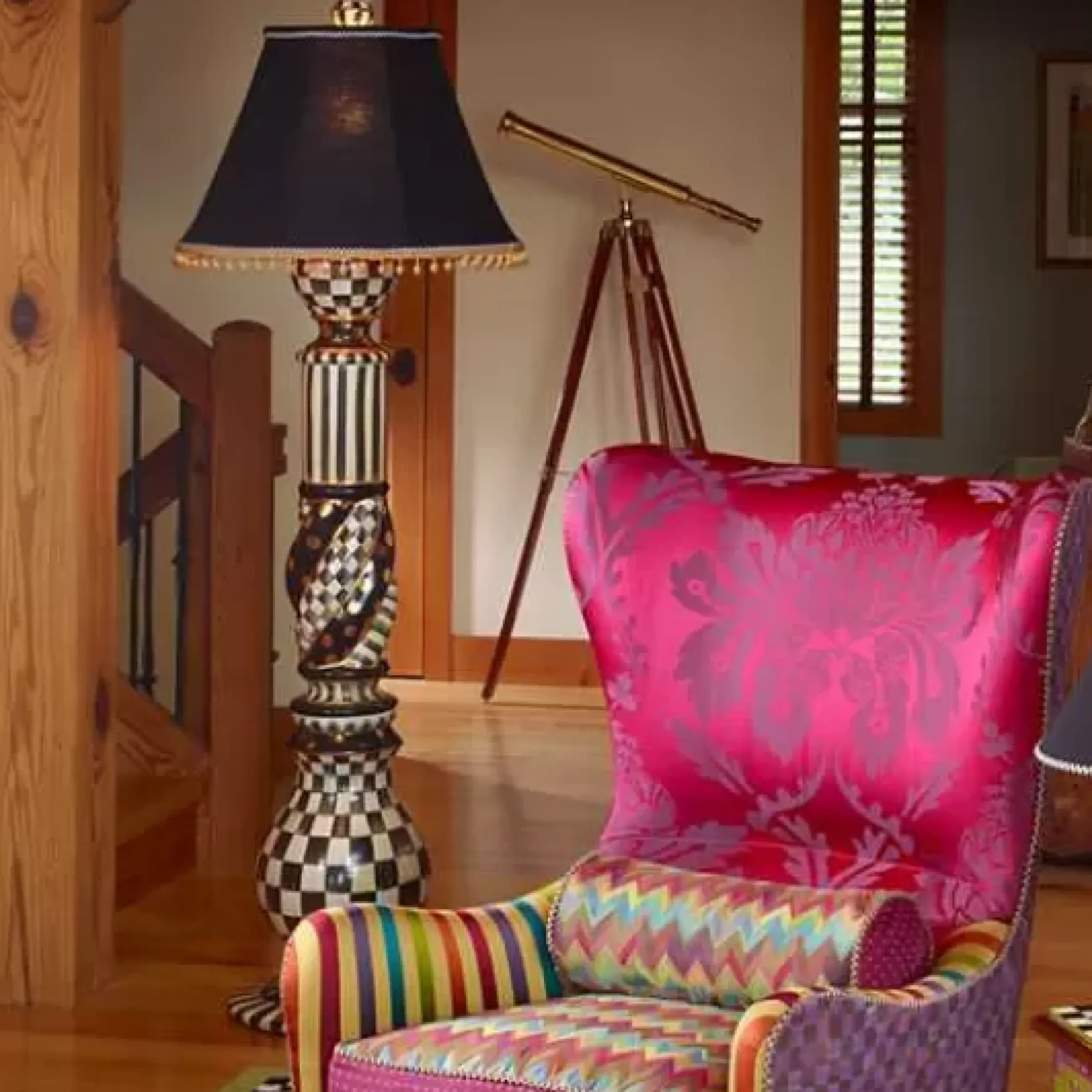 MacKenzie-Childs Courtly Check Ceramic Floor Lamp< Lighting