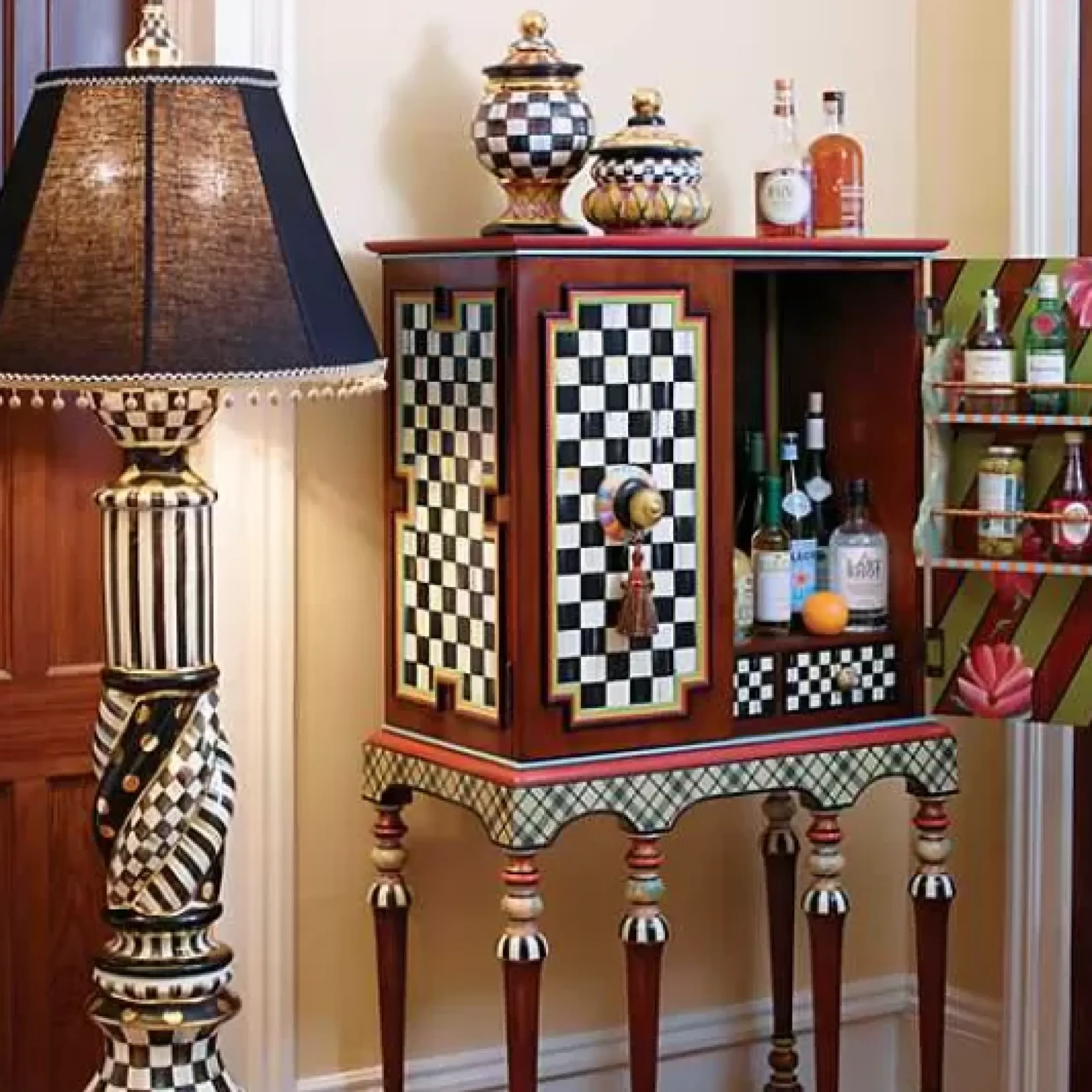 MacKenzie-Childs Courtly Check Ceramic Floor Lamp< Lighting
