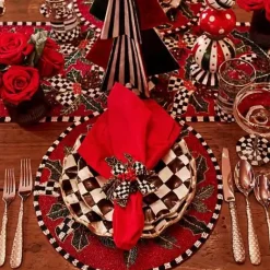 MacKenzie-Childs Courtly Check Ceramic Fluted Dessert Plate< Dinnerware & Flatware