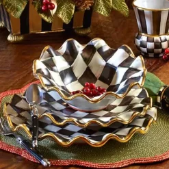 MacKenzie-Childs Courtly Check Ceramic Fluted Breakfast Bowl< Dinnerware & Flatware