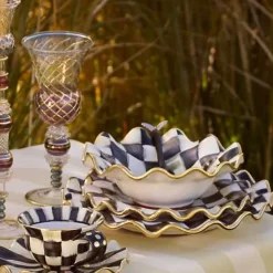 MacKenzie-Childs Courtly Check Ceramic Fluted Breakfast Bowl< Dinnerware & Flatware