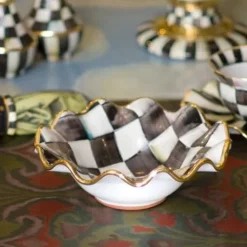 MacKenzie-Childs Courtly Check Ceramic Fluted Breakfast Bowl< Dinnerware & Flatware