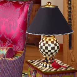 MacKenzie-Childs Courtly Check Ceramic Globe Lamp< Room Accents|Lighting