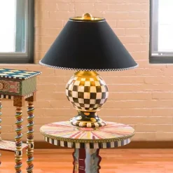 MacKenzie-Childs Courtly Check Ceramic Globe Lamp< Room Accents|Lighting
