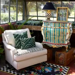 MacKenzie-Childs Courtly Check Ceramic Globe Lamp< Room Accents|Lighting