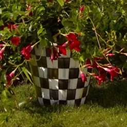 MacKenzie-Childs Courtly Check Ceramic Jumbo Garden Pot< Outdoor