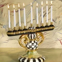 MacKenzie-Childs Courtly Check Ceramic Menorah< Holiday