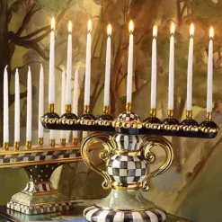 MacKenzie-Childs Courtly Check Ceramic Menorah< Holiday
