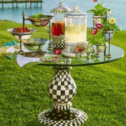 MacKenzie-Childs Courtly Check Ceramic Pedestal Table Base< Dining Room & Kitchen