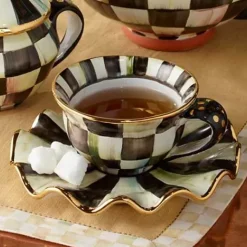 MacKenzie-Childs Courtly Check Ceramic Saucer< The Coffee Shop|Dinnerware & Flatware