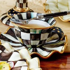MacKenzie-Childs Courtly Check Ceramic Saucer< The Coffee Shop|Dinnerware & Flatware