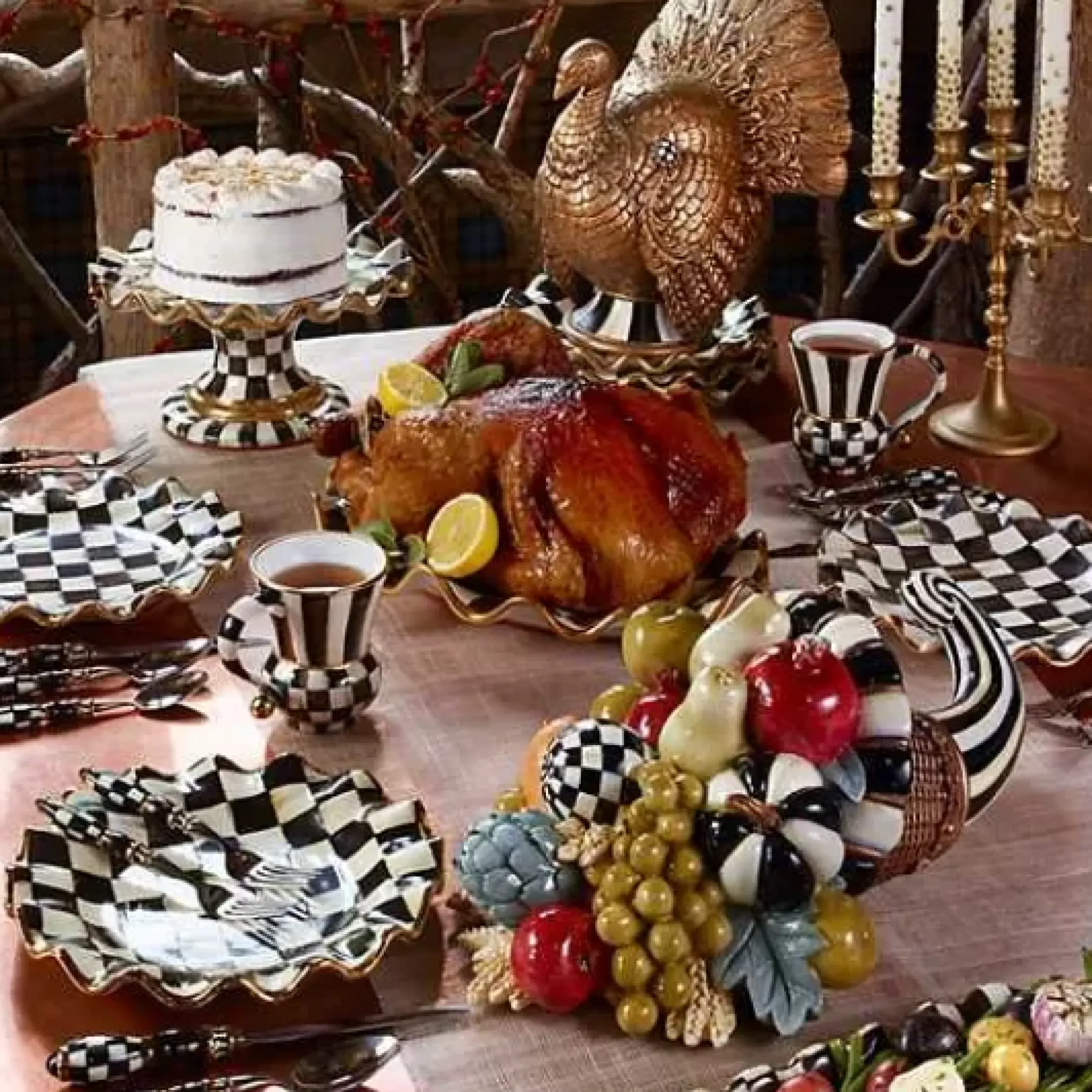 MacKenzie-Childs Courtly Check Ceramic Serving Platter< Serveware