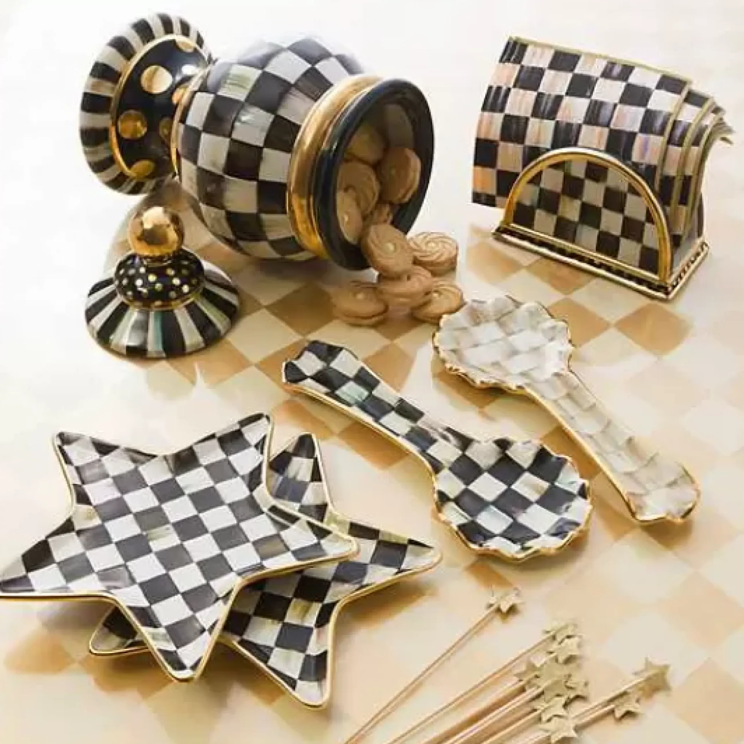 MacKenzie-Childs Courtly Check Ceramic Spoon Rest< Kitchen Utensils & Tools
