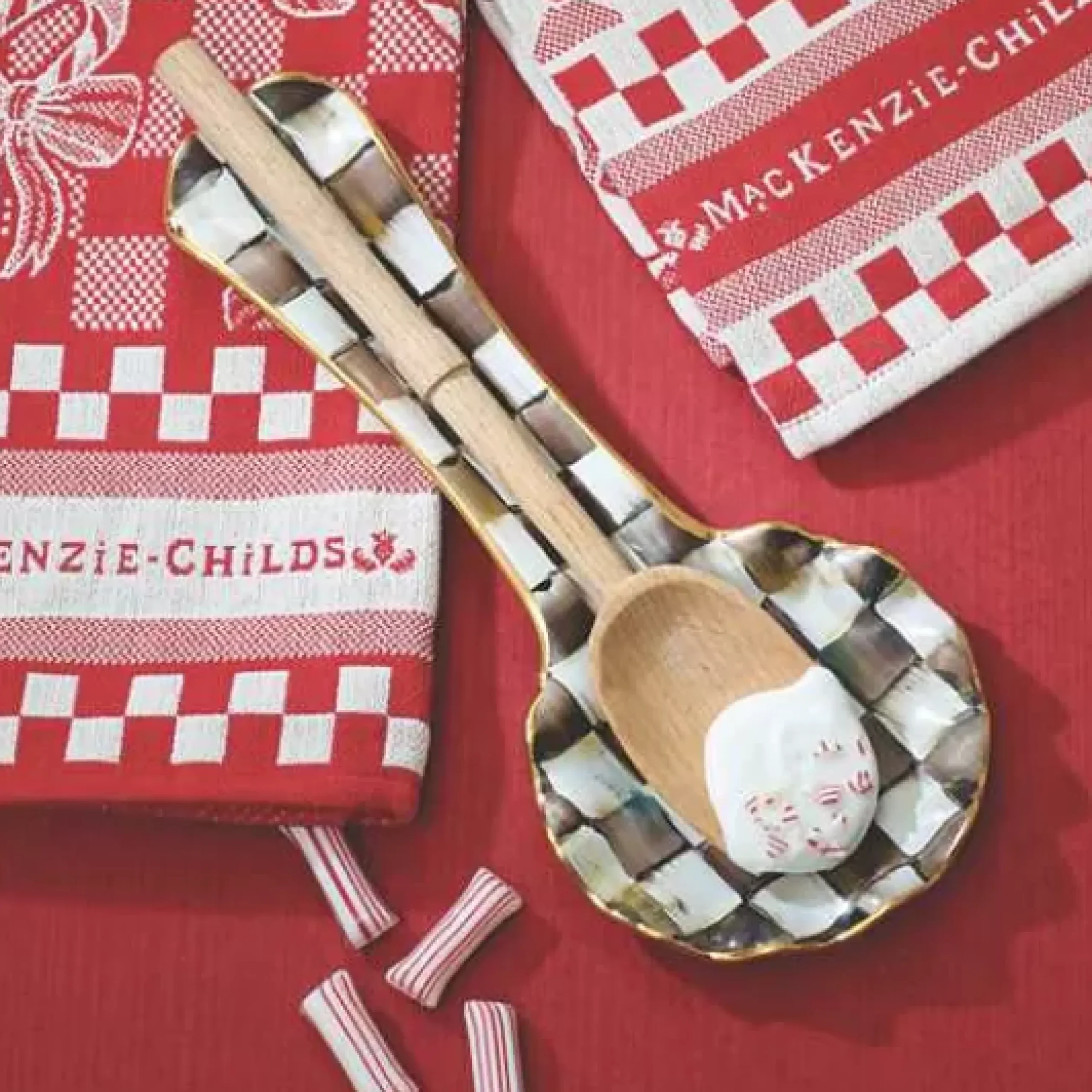 MacKenzie-Childs Courtly Check Ceramic Spoon Rest< Kitchen Utensils & Tools