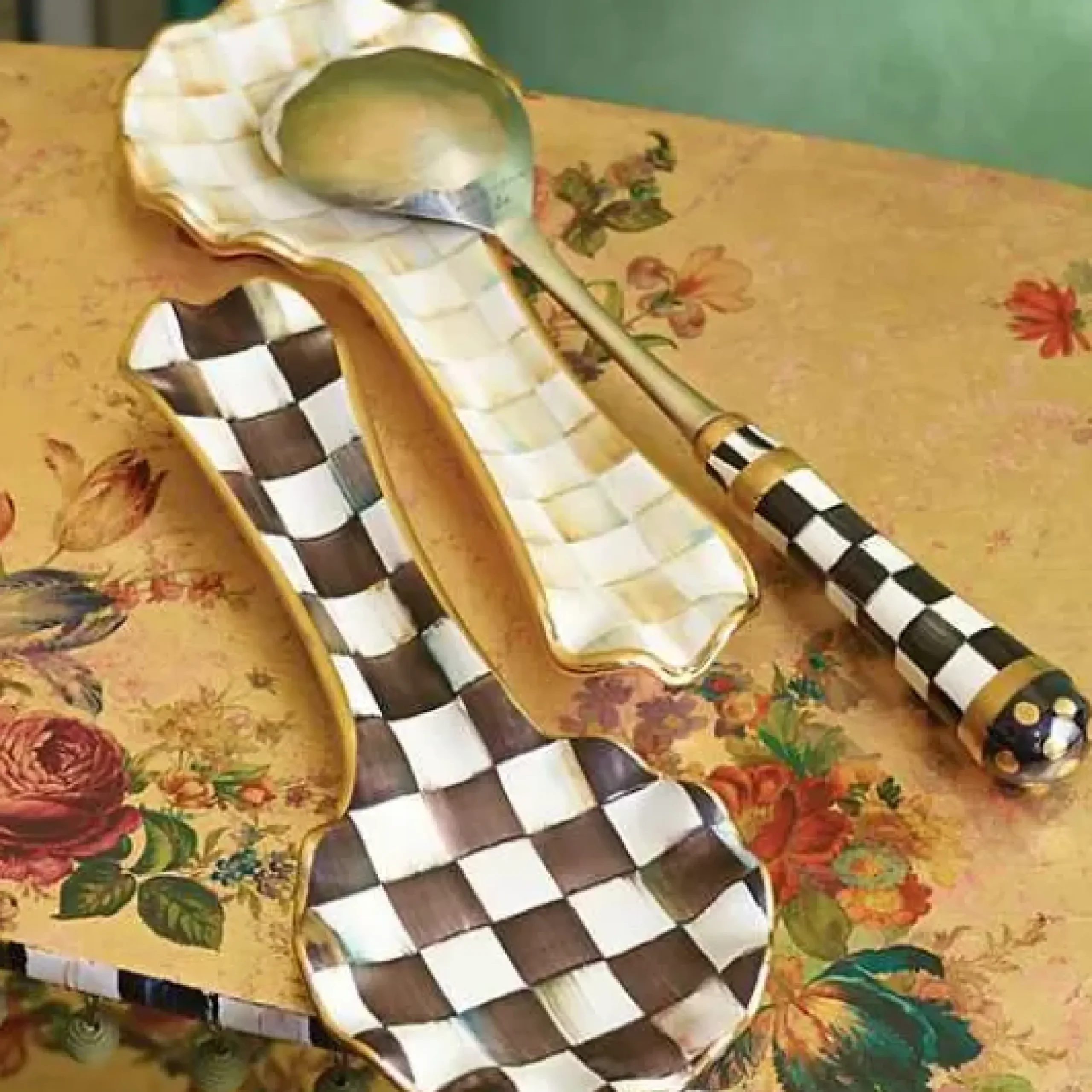 MacKenzie-Childs Courtly Check Ceramic Spoon Rest< Kitchen Utensils & Tools