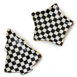 MacKenzie-Childs Courtly Check Ceramic Star Tree Trinket Trays, Set of 2< Holiday|Decor Sets