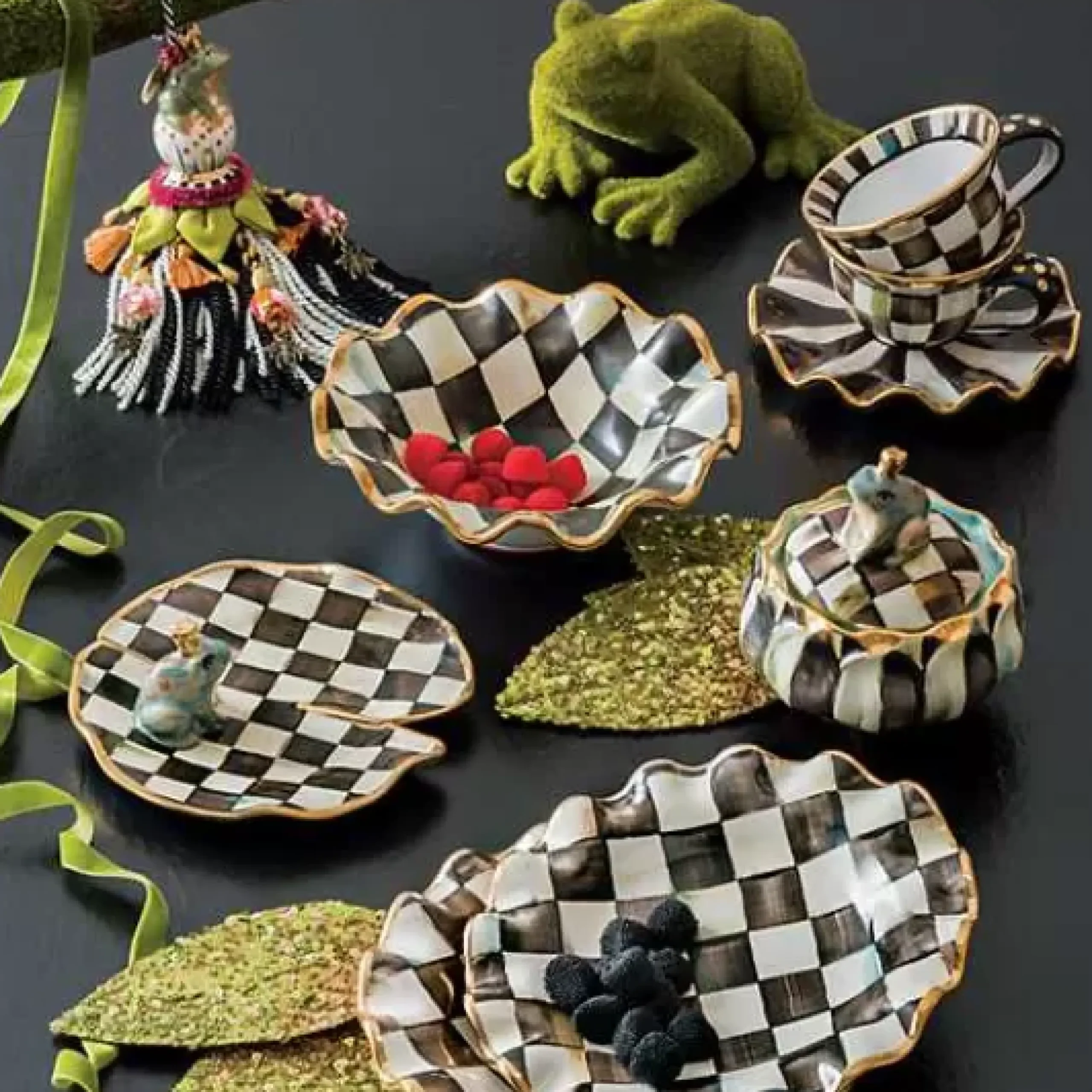 MacKenzie-Childs Courtly Check Ceramic Teacup< Dinnerware & Flatware
