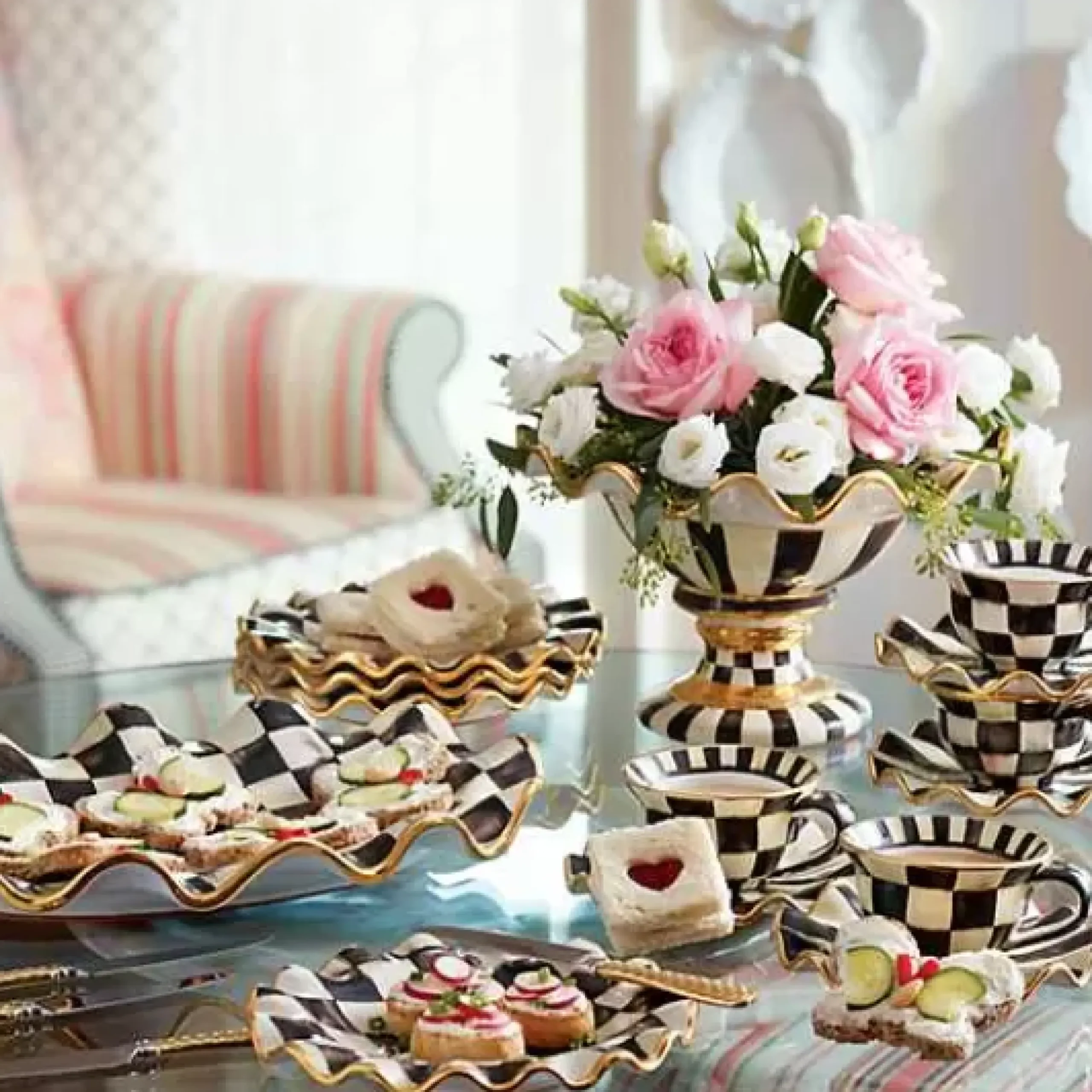 MacKenzie-Childs Courtly Check Ceramic Teacup< Dinnerware & Flatware