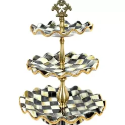 MacKenzie-Childs Courtly Check Ceramic Three Tier Sweet Stand< Bar Entertaining|Serveware