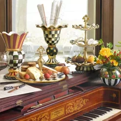 MacKenzie-Childs Courtly Check Ceramic Three Tier Sweet Stand< Bar Entertaining|Serveware