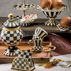 MacKenzie-Childs Courtly Check Ceramic Three Tier Sweet Stand< Bar Entertaining|Serveware