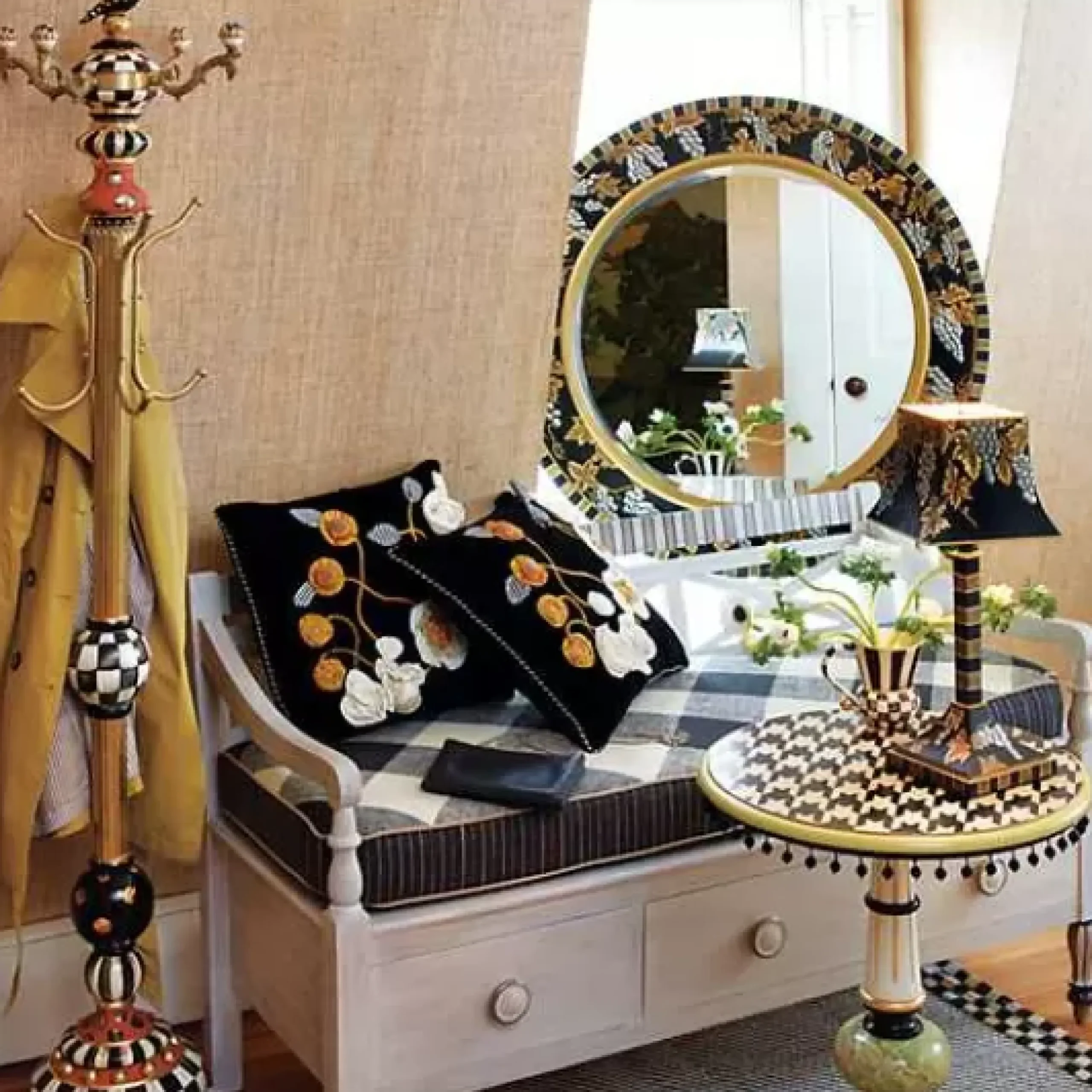 MacKenzie-Childs Courtly Check Coat Perch< Entryway Furniture|Living Room