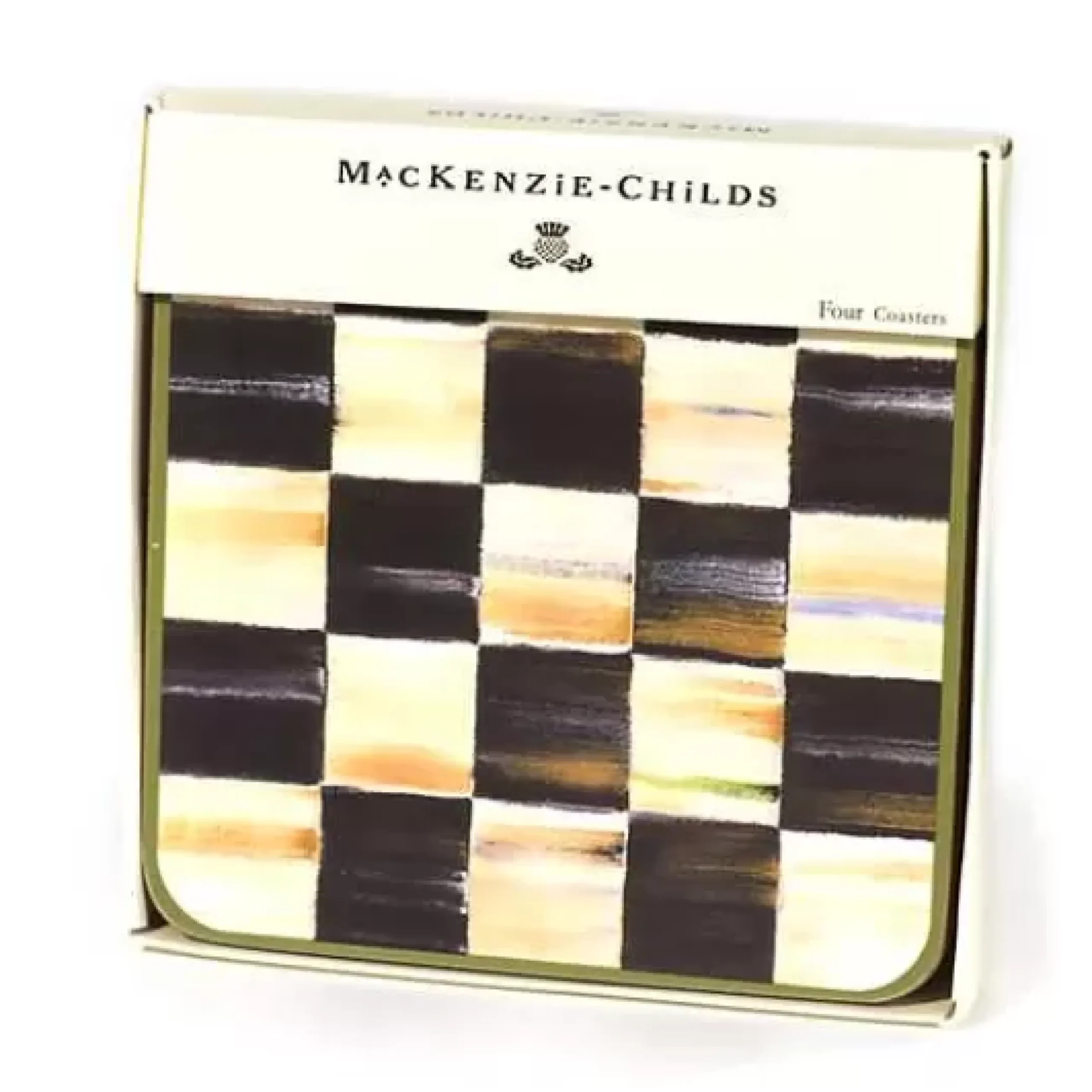 MacKenzie-Childs Courtly Check Cork Back Coasters, Set of 4< Table Accessories|Kitchen & Table Linens